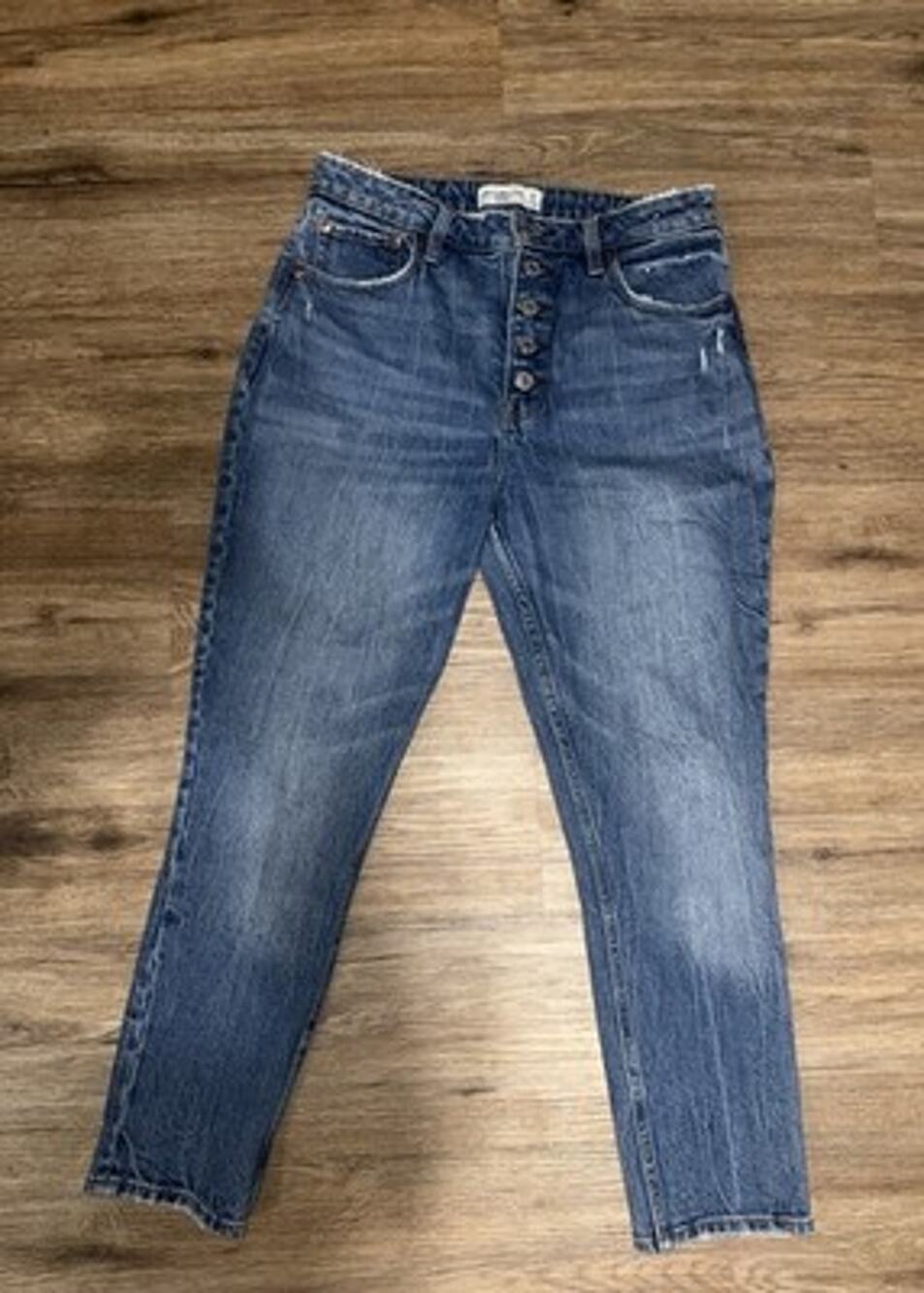 Abercrombie & Fitch Skinny High Rise Jeans Womens 28 / 6S Button Fly Blue Denim